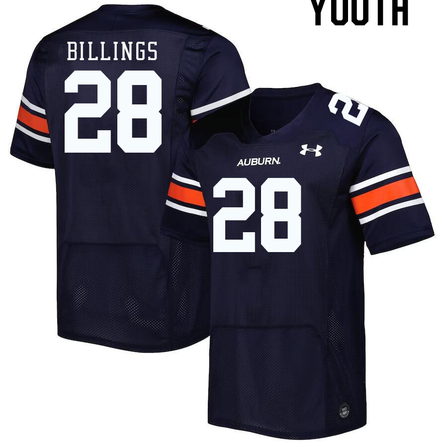 Youth #28 Jackson Billings Auburn Tigers College Football Jerseys Stitched-Navy